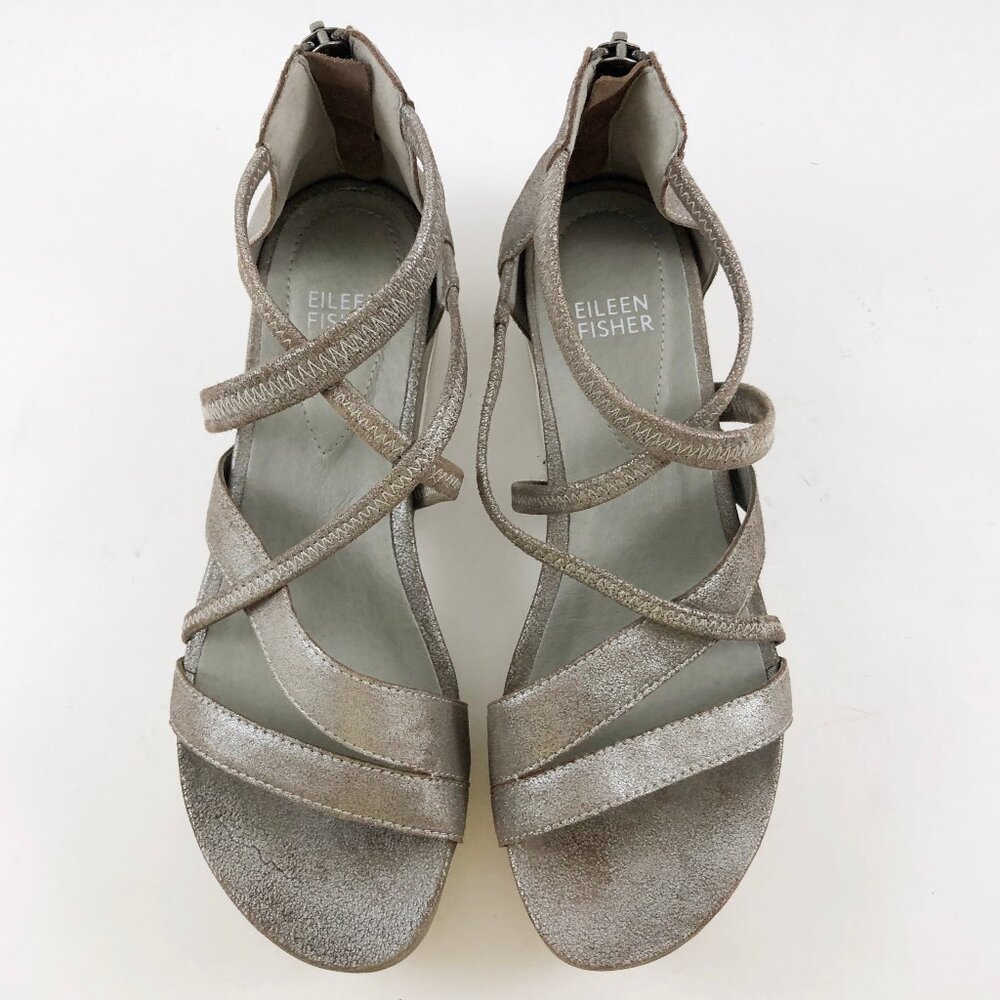 EILEEN FISHER Skip Strappy Sandal in Mica Suede 7 - Picture 3 of 10